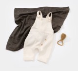 Salopeta de Vara BabyCosy Bumbac Organic Ecru Muselina, 12-18 Luni, Unisex