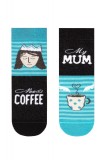 Șosete copii haioase My Mum needs Coffee, Funny Legs 337 - Turcoaz, 27-29 (18)
