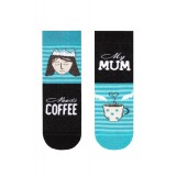 Șosete copii haioase My Mum needs Coffee, Funny Legs 337 - Turcoaz, 24-26 (16)