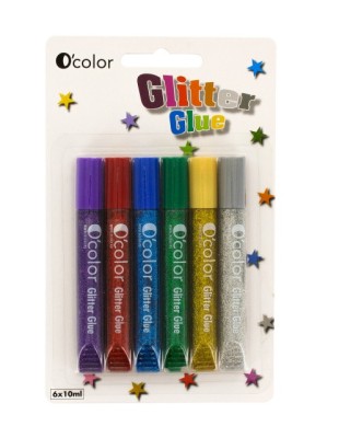 Set 6 flacoane lipici glitter colorat foto