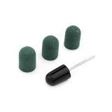 Cumpara ieftin Set suport si 3 bucati smirghel rezerva freza electrica unghii, 16*25mm, verde, granulatie 100