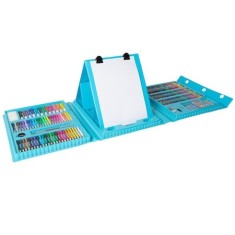 Set,trusa completa pentru copii,desenat,colorat si pictat,208 piese,trusa inclusa - Albastru