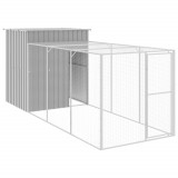 Cotet pui cu incinta gri deschis 165x455x181 cm otel galvanizat GartenMobel Dekor, vidaXL