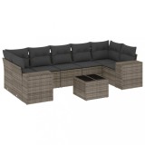 Cumpara ieftin Set canapele de gradina cu perne, 8 piese, gri, poliratan