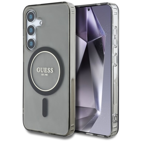 Husa pentru Samsung Galaxy S25 - Guess IML Glitter Circle MagSafe (GUHMS25SHFGEREK) - Black
