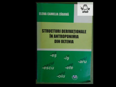 Elena Camelia Zabava Structuri derivationale in antroponimia Olteniei foto