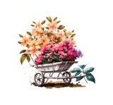 Sticker decorativ Car cu Flori, Multicolor, 59 cm, 3622ST, Oem