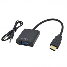 Cablu convertor HDMI la VGA + cablu audio, full HD, adaptor digital in analog pt Xbox, Playstation, laptop, PC, proiector, receiver TV