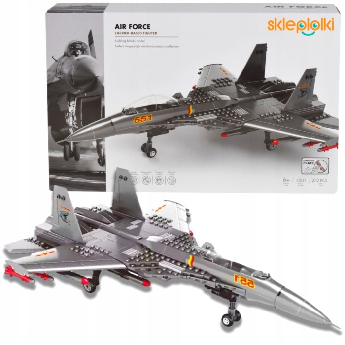 SET DE BLOCURI DE CONSTRUCȚIE AVION DE LUPTĂ PENTRU COPII MODEL MILITAR