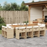 vidaXL Set mobilier de grădină cu perne, 13 piese, bej, poliratan 3211228