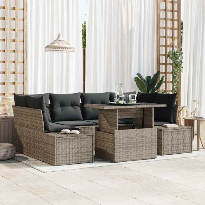 vidaXL Set de canapele pentru grădină 7 pcs Gri 100 x 55 x 73 cm 3349115