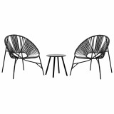 Cumpara ieftin Set scaune de gradina 3 buc Poly Rattan negru