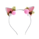 Bentita alba cu urechi roz si decor pompoane