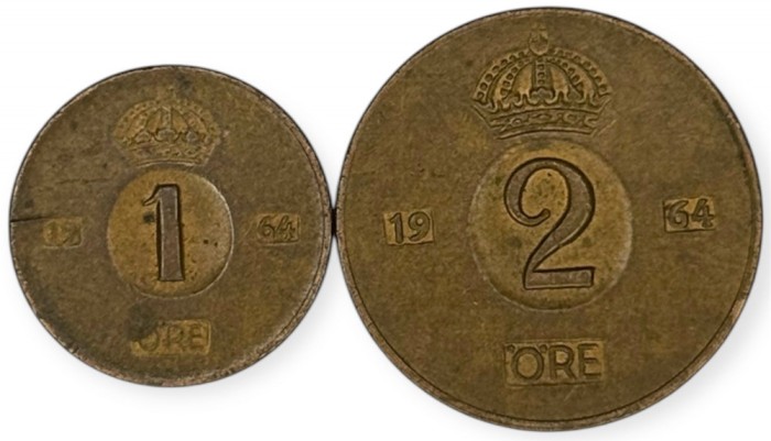 SUEDIA lot / set : 1 + 2 ORE 1964 [2] km 820 + 821