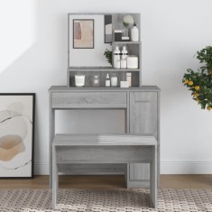 Gossi masa de toaleta cu oglinda, gri sonoma, 86,5x35x136 cm
