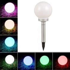 Lampa solara de gradina cu LED RGB model glob, inaltime 42 cm foto