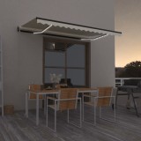 vidaXL Copertină automată cu senzor v&acirc;nt &amp; LED, crem, 400x350 cm