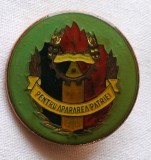Pentru Apararea Patriei - insigna de Pionieri, anii 1970, varianta alama cu email - perioada socialista