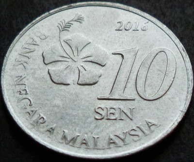 Moneda 10 SEN - MALAEZIA, anul 2016 *cod 4864 foto