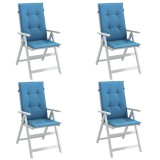 Perne scaun spătar &icirc;nalt 4buc melanj albastru 120x50x4cm textil