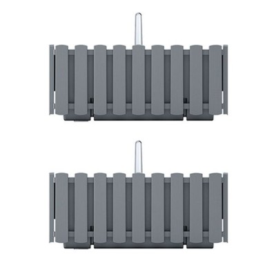Set 2 jardiniere decorative cu suport metalic, sistem irigare,​​​​​​​ gri, 38x18x16.2 cm, Boardee Fencycase W foto