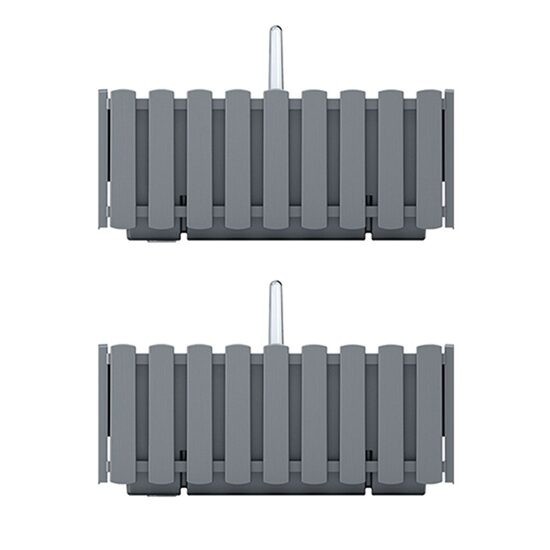 Set 2 jardiniere decorative cu suport metalic, sistem irigare,​​​​​​​ gri, 38x18x16.2 cm, Boardee Fencycase W