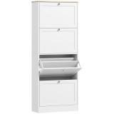 HOMCOM Dulap &Icirc;ngust pentru Pantofi cu 3 Sertare și Rafturi Reglabile pe 2 Niveluri, 60x23,5x115 cm, Negru | Aosom Romania
