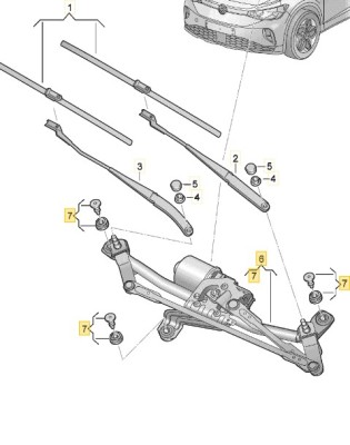 Mecanism stergator parbriz fara motor AUDI Q4 E-TRON, 03.2021-; SKODA ENYAQ, 02.2021-, VW ID.4, 12.2020- foto