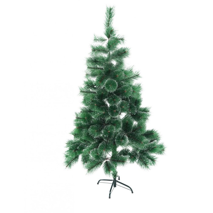 Brad artificial de craciun tip pin cu varfuri ninse inzapezit, 150 cm, ace 3d 12 cm, verde