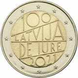 F. RAR !! Letonia moneda comemorativa 2 euro 2021 - 100 ani Letonia - UNC, Europa