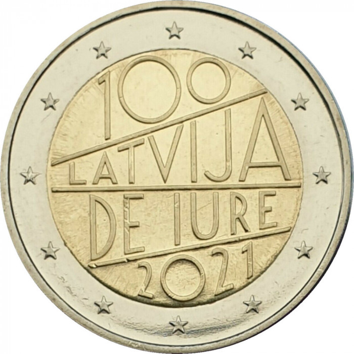 F. RAR !! Letonia moneda comemorativa 2 euro 2021 - 100 ani Letonia - UNC