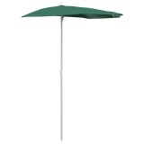 Umbrela de gradina cu stalp, verde, 180x90 cm, semirotunda