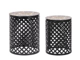 Set 2 masute cafea otel ceramica multicolora Santorini &Oslash;30x41h; &oslash;35x45h
