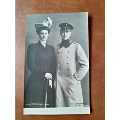Fotografie tip carte postala, ofiter cu sotia, 1905