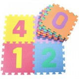 Covor Puzzle Spuma, 10 Piese, Cifre, 29x29 cm, Multicolor, Copii, MalPlay