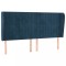 Tablie pat cu urechi albastru inchis 183x23x118/128 cm catifea