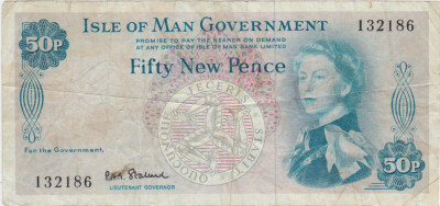 Isle Of Man 50 New Pence ND(1969) F foto