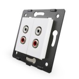 Priza dubla audio Livolo alba pentru montaj &icirc;n rama modulara