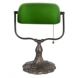 Cumpara ieftin Veioza cu baza din fier cupru si abajur sticla verde Tiffany 27 cm x 20 cm x 36 h