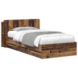 vidaXL Cadru de pat cu depozitare cu headboard Lemn vechi 80 x 200 cm 3433915