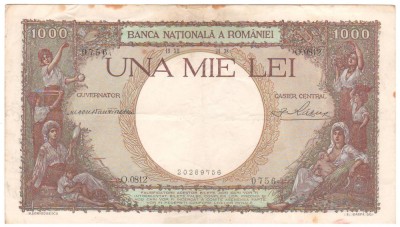 SV * Romania 1000 LEI 1938 * Regele Carol II foto