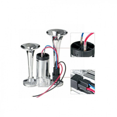Claxon auto cu compresor 2 goarne 12V foto