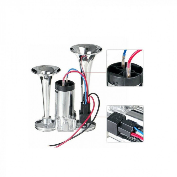 Claxon auto cu compresor 2 goarne 12V