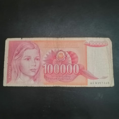 Bancnota 100.000 Dinari Jugoslavia - 1989