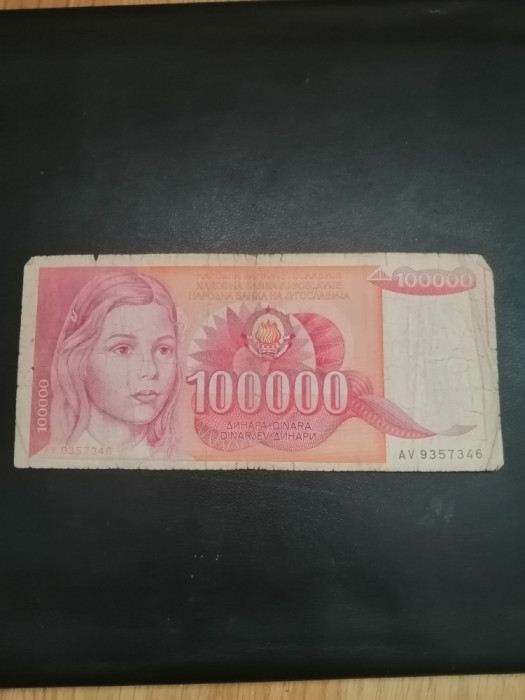 Bancnota 100.000 Dinari Jugoslavia - 1989
