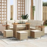 Cumpara ieftin Set de canapele pentru grădină cu pernă 9 pcs Bej Rattan poli