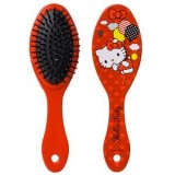 Perie par copii Hello Kitty, 18 cm, ovala, plastic rezistent, peri moi, pieptanare delicata, par