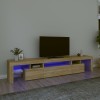 VidaXL Comodă TV cu lumini LED, stejar sonoma, 215x36,5x40cm