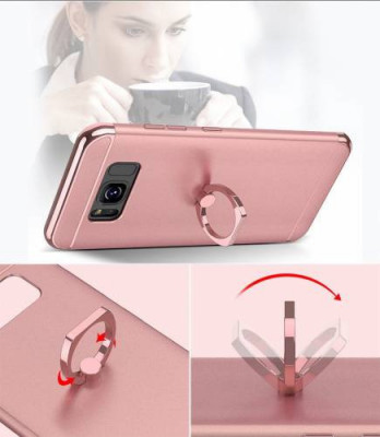 Husa de protectie pentru Samsung Galaxy S8+ Luxury Rose-Gold Plated cu Inel de sustinere foto