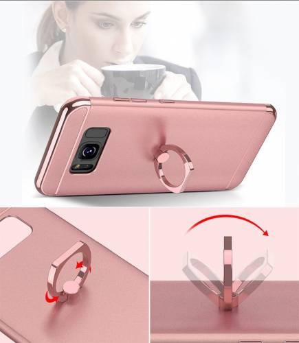 Husa de protectie pentru Samsung Galaxy S8+ Luxury Rose-Gold Plated cu Inel de sustinere